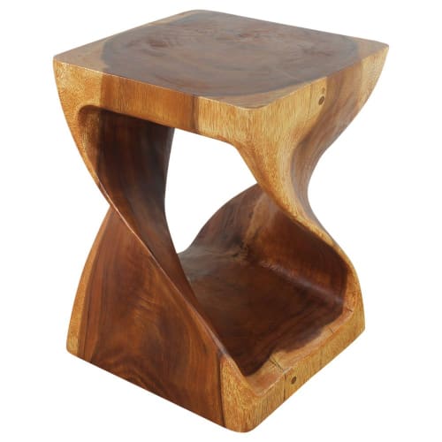 Haussmann® Wood Twist End Table 15 x 15 x 20 in H Cherry Oil | Tables by Haussmann®