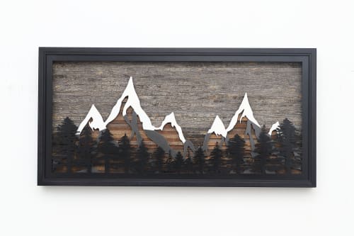 Pine Tree Forest Mountains | Wall Sculpture in Wall Hangings by Craig Forget