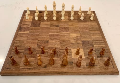 Solid Black Walnut Wood Custom Hand Crafted Chess Board | Ornament in Decorative Objects by Good Wood Brothers