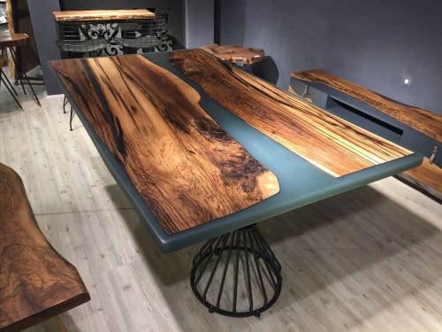Custom Epoxy Table - Resin Dining Table - Blue Epoxy Table | Tables by Tinella Wood