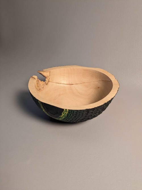 Carved & Painted Bowl | Decorative Objects by Wood Alchemist Studio