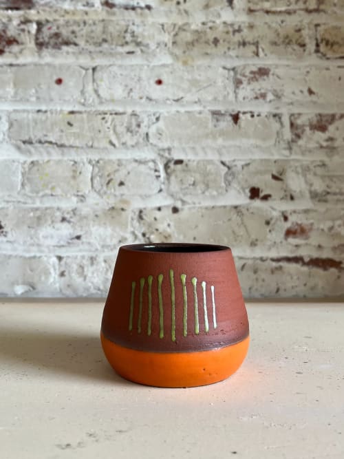 Albuquerque Planter, Carrot and Avocado | Vases & Vessels by Mineral Ceramics