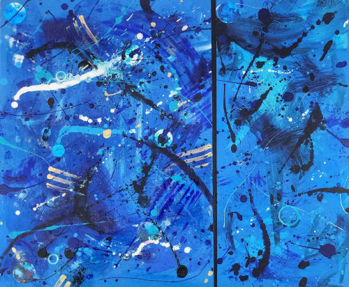 Two People | Oil And Acrylic Painting in Paintings by Amanda Lind