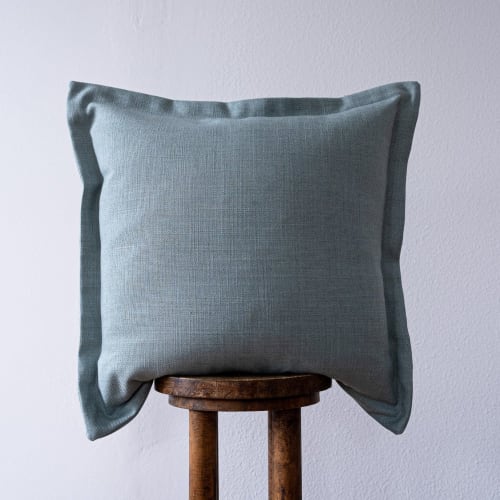 Light Blue Linen with Wide Flange Pillow 22x22 | Pillows by Vantage Design
