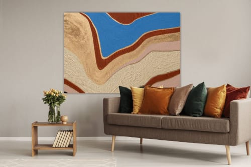 Original abstract painting on canvas mid century golden | Mixed Media in Paintings by Serge Bereziak (Berez)