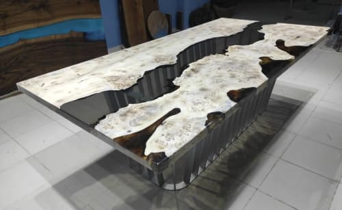 Poplar Tree, Smoke Epoxy Dining Table, River Kitchen Table | Tables by LuxuryEpoxyFurniture