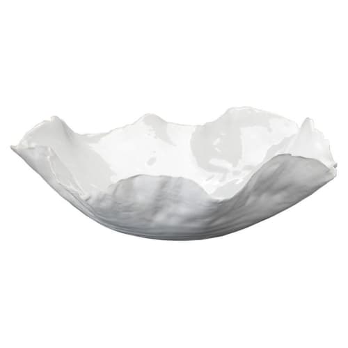Large White Ceramic Peony Bowl | Decorative Objects by Kevin Francis Design