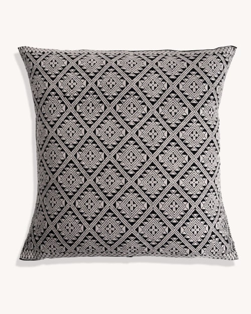 Zuma Handwoven Brocade Cushion Cover (BLK & WHT) | Pillows by Routes Interiors