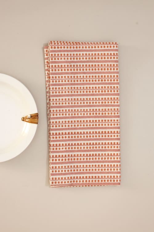 Blush Piano Block Print Napkins, Set of 4 | Linens & Bedding by Ninéh
