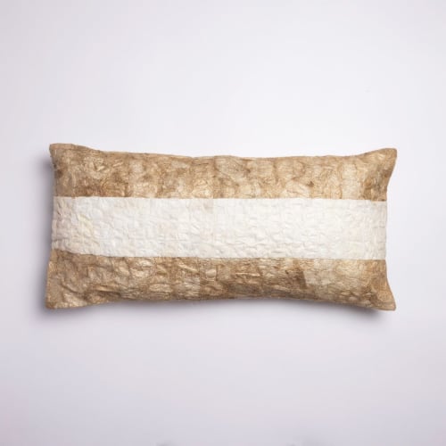 Natural Silk Lumbar Throw Pillow - Striped - 12"x24" | Sham in Linens & Bedding by Tanana Madagascar