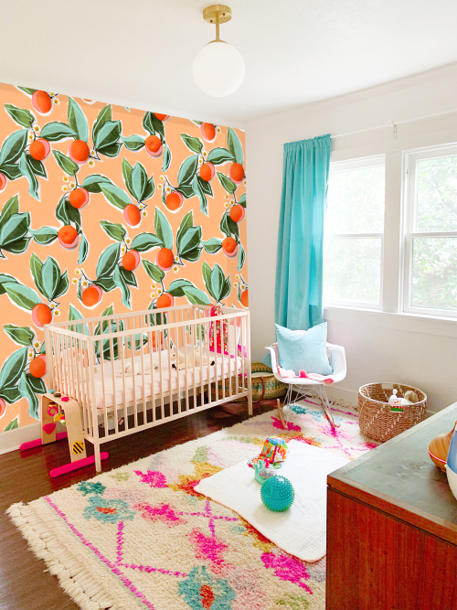 Mandarin Blossom Fabric Wallpaper - Peel & Stick it! | Wallpaper by Samantha Santana Wallpaper & Home