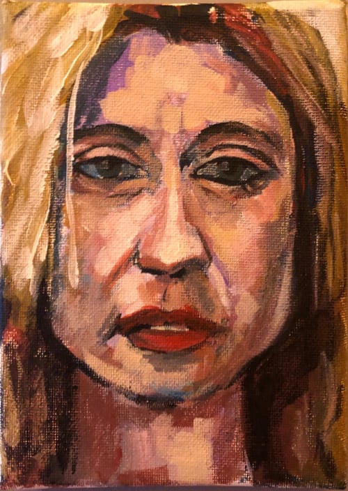 5x7 painting Portrait of a Comedienne | Oil And Acrylic Painting in Paintings by Eric Farache Artist