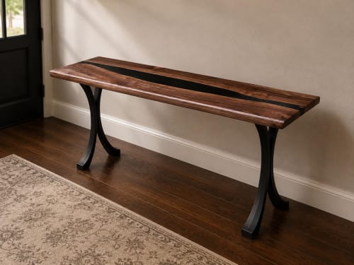 Black Walnut & Black Epoxy River Console Table | Tables by Pelican State Woodworks