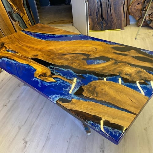 Custom Ocean Table, Epoxy Resin Table, Epoxy Dining Table by Ironscustomwood