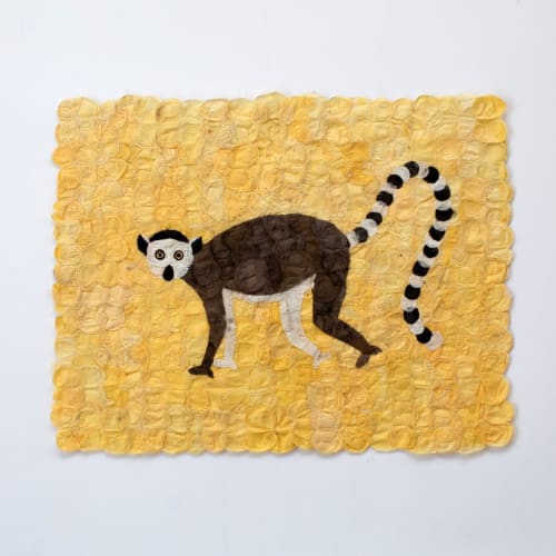 Mulberry Silk Ring-Tailed Lemur | Wall Sculpture in Wall Hangings by Tanana Madagascar