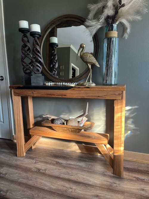 Live Edge Wood Console Table with Black Epoxy | Tables by Pelican State Woodworks