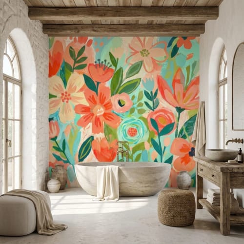 Happy Daisies —  Bold Florals Luxury Wallpaper | Wall Treatments by ELLE WALLS