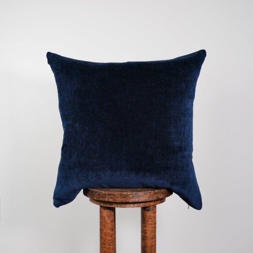 Deep Navy Blue Velvet Pillow 24x24 | Pillows by Vantage Design