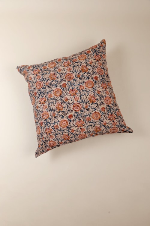 Sunset Horizon Kalamkari Pillow | Pillows by Ninéh