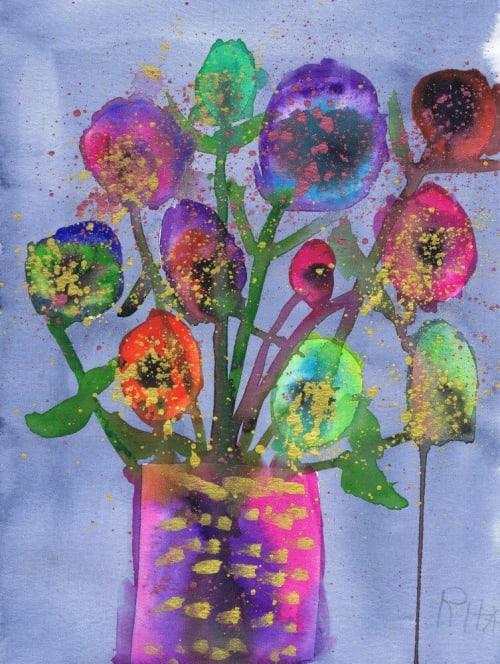 Flowers for Mom - Original Watercolor | Watercolor Painting in Paintings by Rita Winkler - "My Art, My Shop" (original watercolors by artist with Down syndrome)