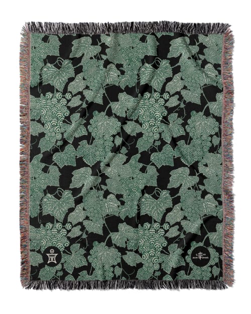VIN - Ambrosia Grape Vine Pattern Jacquard Woven Blanket | Linens & Bedding by Sean Martorana