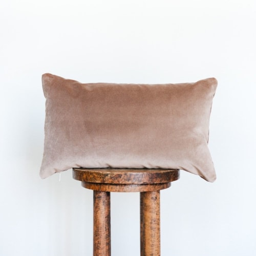 Taupe Velvet Lumbar Pillow 12x20 | Pillows by Vantage Design