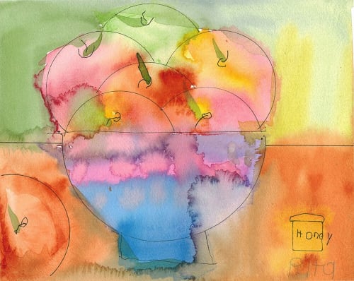 Bowl of Apples - Original Watercolor | Paintings by Rita Winkler - "My Art, My Shop" (original watercolors by artist with Down syndrome)