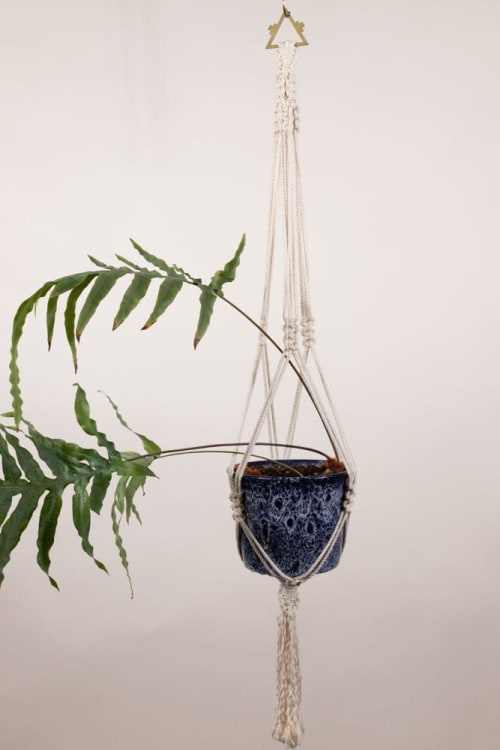 Brass Triangle Plant Hanger | Wall Hangings by Modern Macramé by Emily Katz