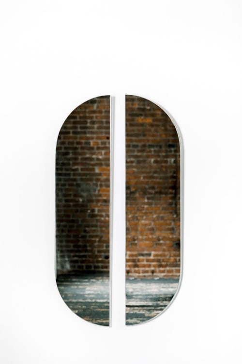 "Aria Refract"- Racetrack Mirror Reflected Set in Clear Tint | Decorative Objects by Candice Luter Art & Interiors