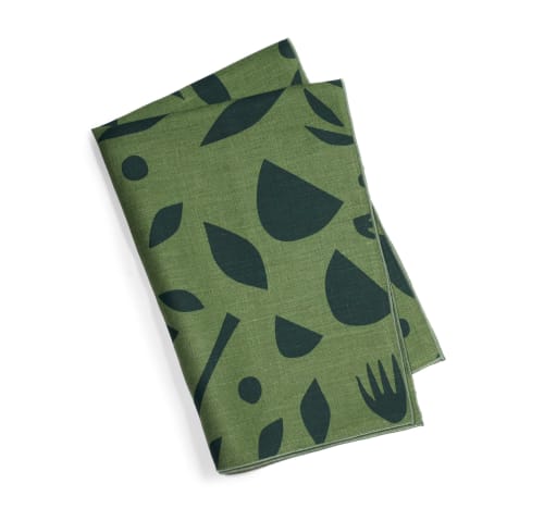'Decon Floral' 100% Linen Tea Towel in Forest Green | Linens & Bedding by Willow Ship