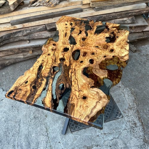 Live edge epoxy dining table-Handmade table