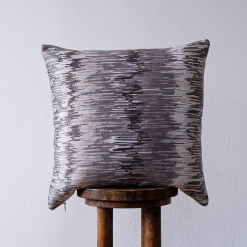 Embroidered Lavender and Charcoal Zig Zag Pillow 20x20 | Pillows by Vantage Design