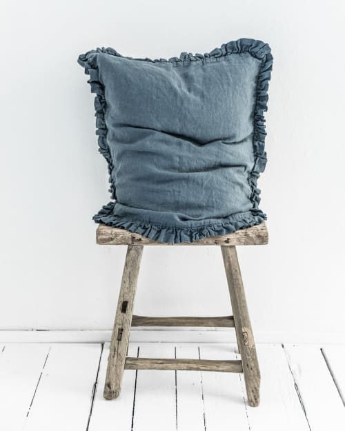 Ruffle Trim Linen Pillowcase | Pillows by MagicLinen