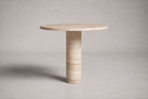 Marylou Travertine Round Table | Dining Table in Tables by HamamDecor LLC