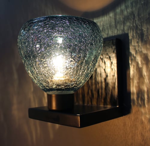 ACQUA Sconce · Peacock Blue Crackle · Recycled Glass | Sconces by LUMi Collection