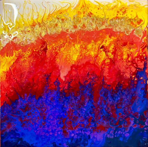 Euphoria – Contemporary Colourful Abstract Fluid Acrylic Painting | Oil And Acrylic Painting in Paintings by Eman's Gallery