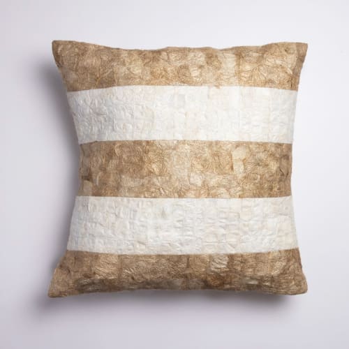 Natural Madagascar Silk Throw Pillow - Striped - 18"x18" | Pillows by Tanana Madagascar