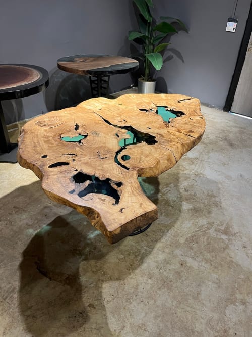 Epoxy Resin Live Edge Dining Table - Wood Table | Tables by Tinella Collection