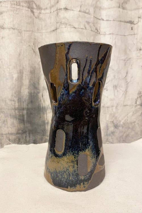 Cut Vase, Blue | Vases & Vessels by Roy Ceramics