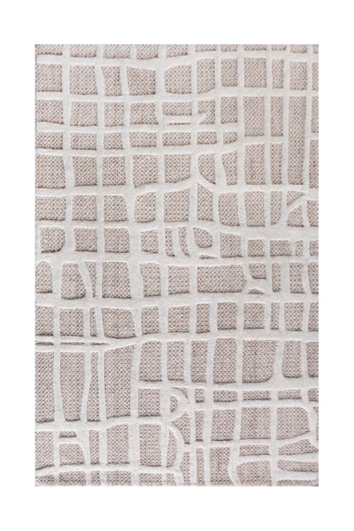 Neutral Wool Area , Handmade Checkered, Beige Ivory Scandinavian Carpet, Modern Rug | Area Rug in Rugs by Swiflo