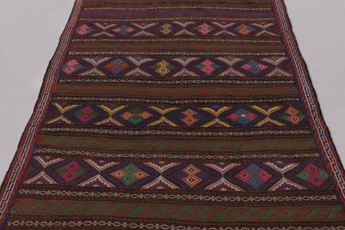 Vintage Persian Soumak Kilim, Rich Ground with Jewel Tone | Rugs by Rug and Kilim