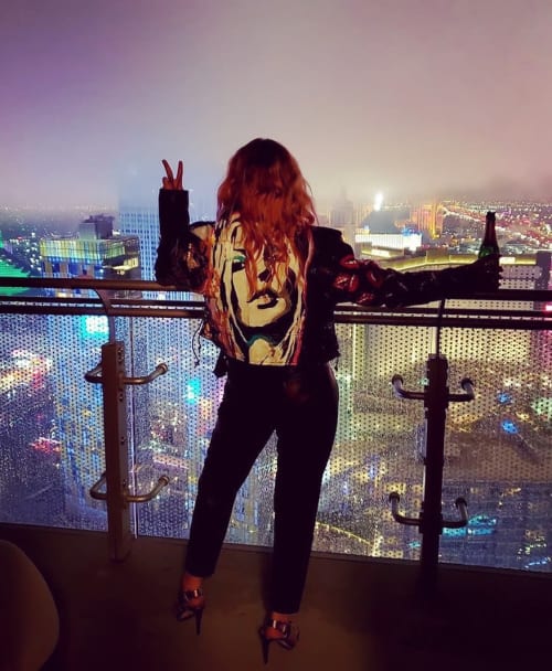 Kate Moss Hand-Painted Vintage Leather Jacket | Apparel in Apparel & Accessories by ShammyBuns Art (SBA)