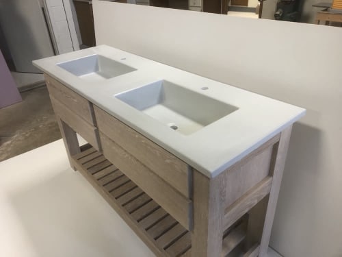 COLFAX Concrete Double Vanity Top with Rectangle Sinks | Furniture by Wood and Stone Designs