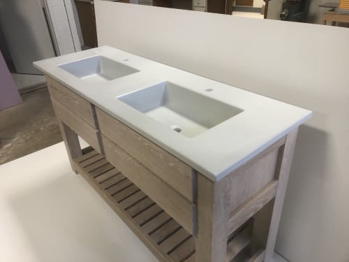 COLFAX Concrete Double Vanity Top with Rectangle Sinks | Countertop in Furniture by Wood and Stone Designs