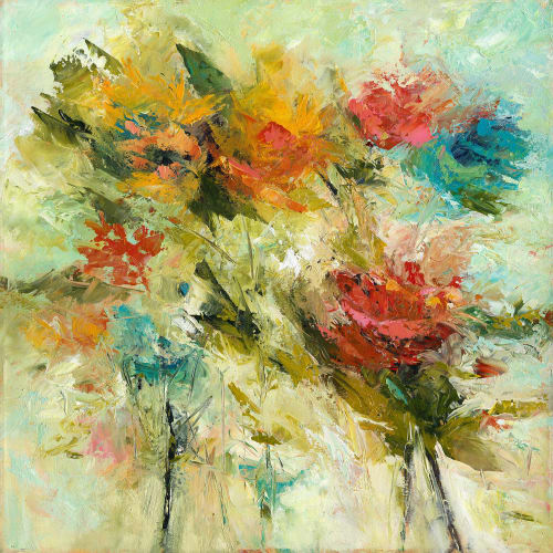 Glory of Spring Abstract Floral Painting on Canvas | Oil And Acrylic Painting in Paintings by Filomena Booth Fine Art