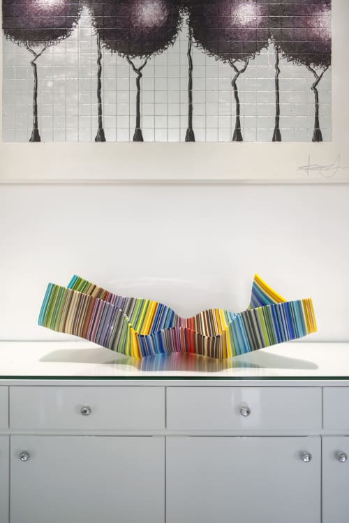 Colorful MK Long Striped Glass Decoration Centerpiece | Sculptures by Studio Orfeo Quagliata