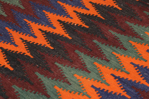Vintage Afghan Kilim, with Polychromatic Chevron Patterns | Rugs by Rug and Kilim