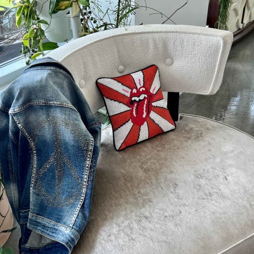 velvet ROLLING STONES feather down pillow, custom, original | Pillows by Mommani Threads