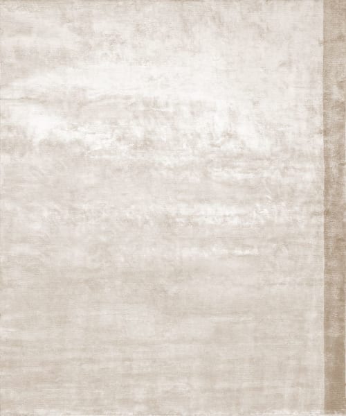 Rug Color Block Beige hand-knotted 100% silk | Area Rug in Rugs by Atelier Tapis Rouge