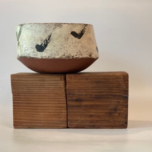 Handmade Red Clay Bowl with Brushwork #1 | Dinnerware by cursive m ceramics